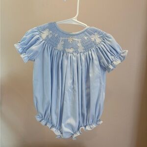 Light Blue nativity bubble Romper